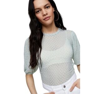 Topshop Sage Textured Puff Sleeve Top NWOT Nordstrom